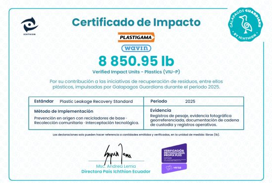 Del compromiso a la evidencia: Plastigama Wavin certifica 8.850,95 libras de impacto ambiental